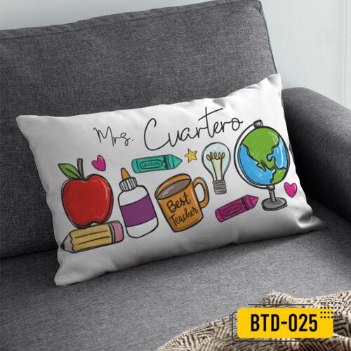 Personalized Rectangle Pillow with Customizable Name,  Perfect Gift for Teachers, Happy Teacher's Day! Thumbnail