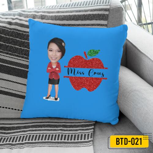 Personalized Pillow with Customizable Name, Caricature Design with Customizable Image on Pillow, Happy Teacher's Day! Thumbnail