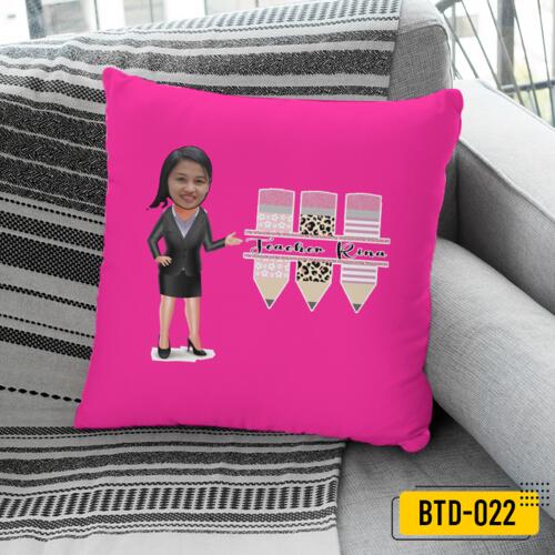 Personalized Pillow with Customizable Name, Pillow Caricature Design, Happy Teacher's Day! Thumbnail