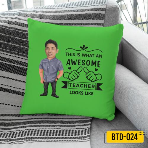 Personalized Pillow with Customizable Image, Pillow for Awesome Teacher, Happy Teacher's Day! Thumbnail