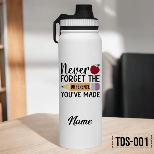 Personalized Vacuum Flask with Customizable Name, Best Gift for Teacher, Never forget the difference you've made, Happy Teacher's Day! Thumbnail