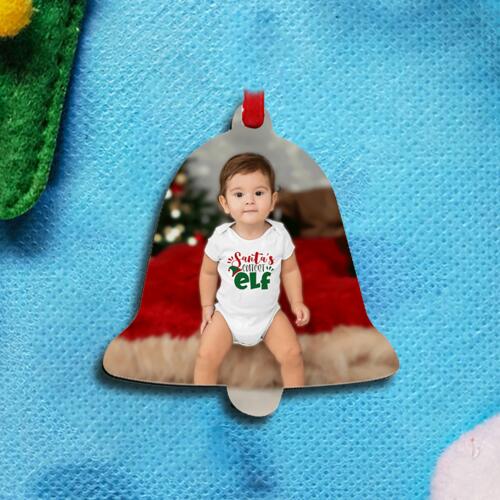 Bell Christmas Decoration with Customizable Image Thumbnail