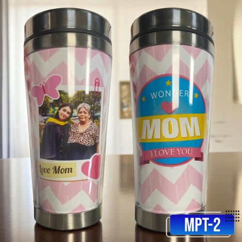 WONDER ♥ MOM, I LOVE YOU, Perfect Gift for Mother's Day with Customizable Image, Stainless Tumbler for Mother - MPT-2 Thumbnail