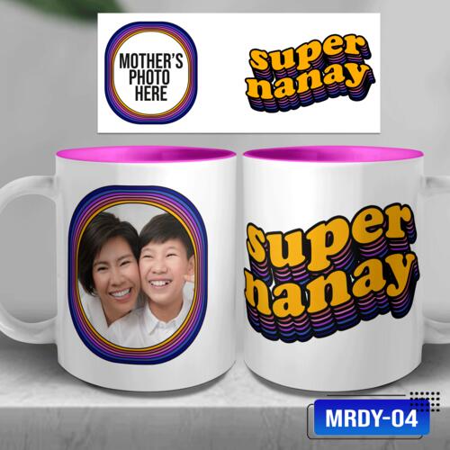 SUPER NANAY, Best Gift for Mother's Day, Inner  Color Mug with Customizable Image - MRDY-04 Thumbnail