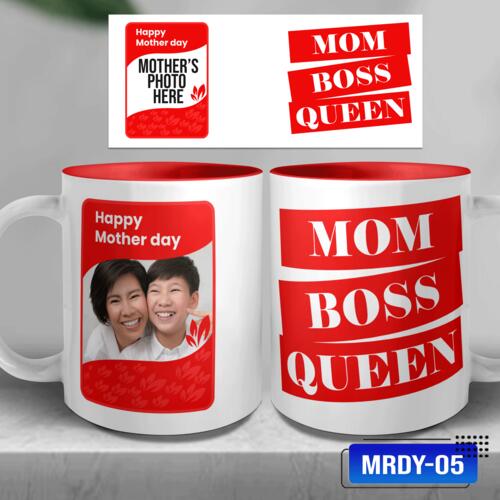 MOM BOSS QUEEN, Best Gift for Mother's Day, Inner Color Mug with Customizable Image - MRDY-05 Thumbnail