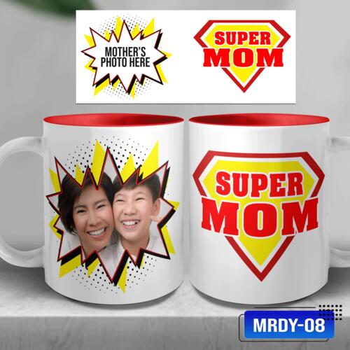 SUPER MOM, Best Gift for Mother's Day, Inner Color Mug with Customizable Image - MRDY-08 Thumbnail