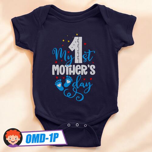 My 1st MOTHER's day, Happy Mother's Day, Onesie for your Baby - OMD-1B Thumbnail