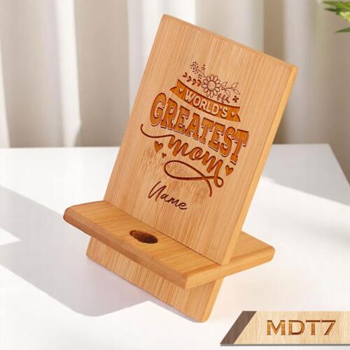 World's GREATEST mom, Phone Holder with Personalized Engraved Name, Happy Mother's Day - MDT7 Thumbnail