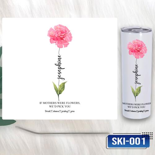 Birth Month Flower with Personalized Names, Skinny Tumbler Gift for Mother's Day - SKI-001 Thumbnail