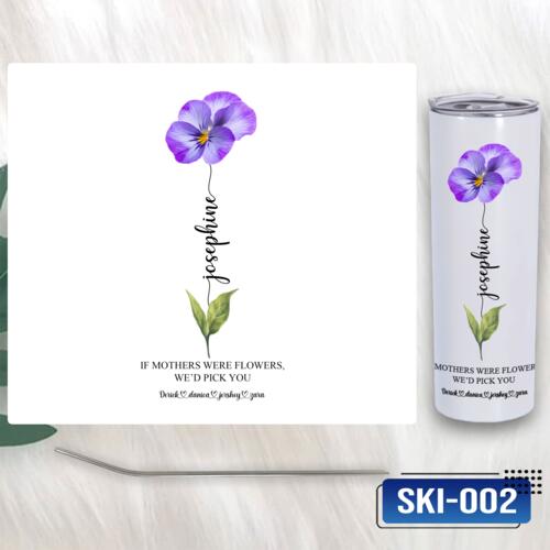 Birth Month Flower with Personalized Names, Skinny Tumbler Gift for Mother's Day - SKI-002 Thumbnail