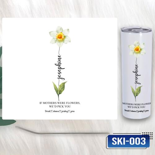 Birth Month Flower with Personalized Names, Skinny Tumbler Gift for Mother's Day - SKI-003 Thumbnail