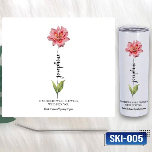 Birth Month Flower with Personalized Names, Skinny Tumbler Gift for Mother's Day - SKI-005 Thumbnail