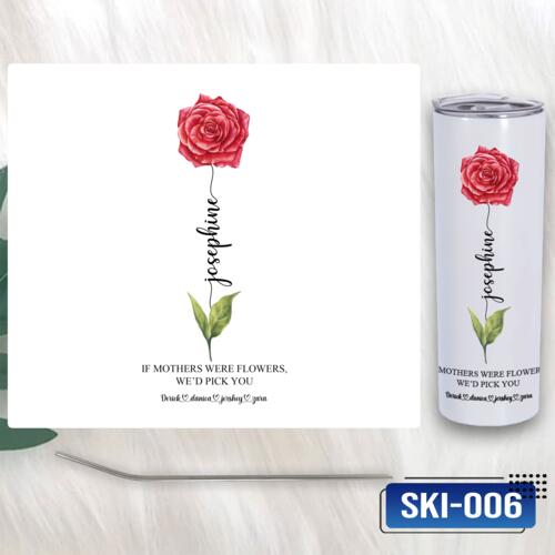 Birth Month Flower with Personalized Names, Skinny Tumbler Gift for Mother's Day - SKI-006 Thumbnail