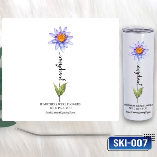 Birth Month Flower with Personalized Names, Skinny Tumbler Gift for Mother's Day - SKI-007 Thumbnail