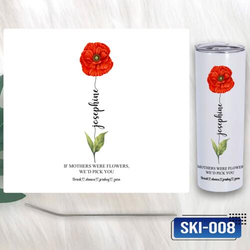 Birth Month Flower with Personalized Names, Skinny Tumbler Gift for Mother's Day - SKI-008 Thumbnail