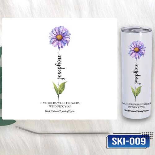 Birth Month Flower with Personalized Names, Skinny Tumbler Gift for Mother's Day - SKI-009 Thumbnail