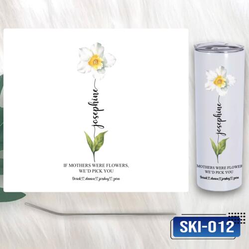 Birth Month Flower with Personalized Names, Skinny Tumbler Gift for Mother's Day - SKI-012 Thumbnail