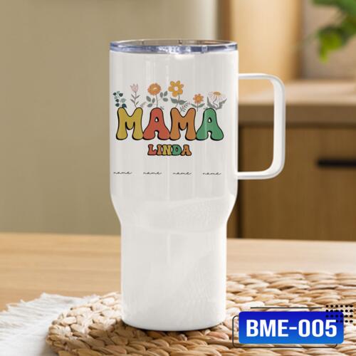 White Travel Mug for Mother's Day with Personalized Names, Best Gift for Mother's Day - BME-005 Thumbnail
