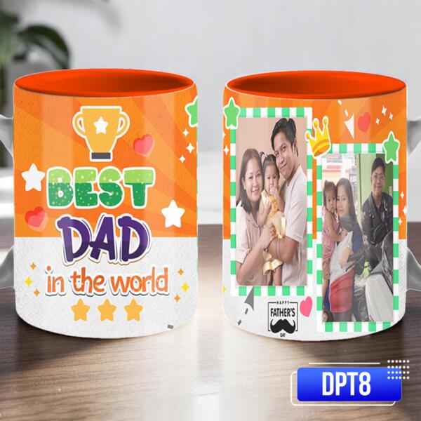 BEST DAD in the world, Inner Color Mug with Personalized Images, Perfect Gift for Father's Day - DPT8 Thumbnail