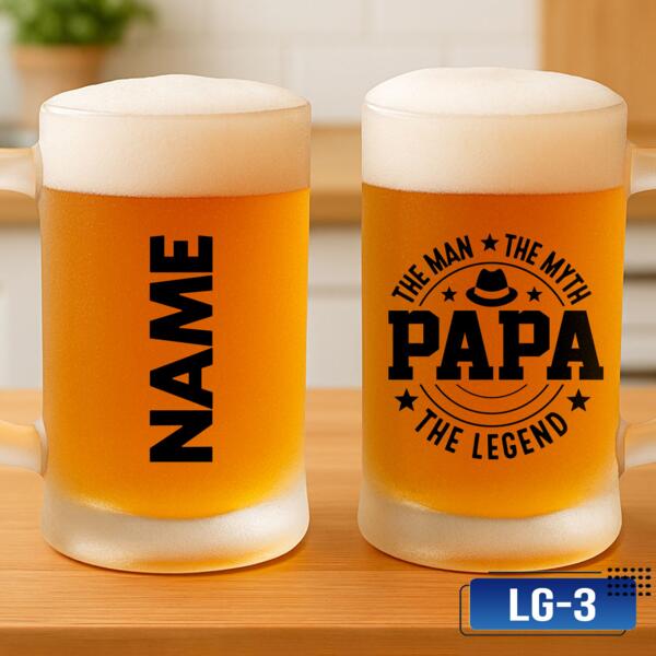 PAPA, The Man, The Myth, The Legend, Beer Mug for Legendary PAPA, Best Gift for Father's Day - LG-3 Thumbnail