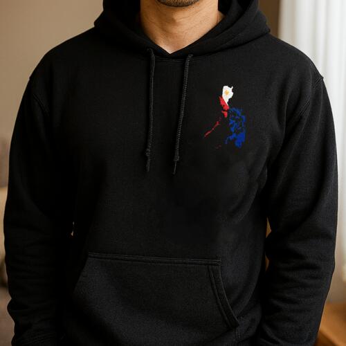 Embroidered Hoodie Jacket with Minimalist Philippine Map Design Thumbnail