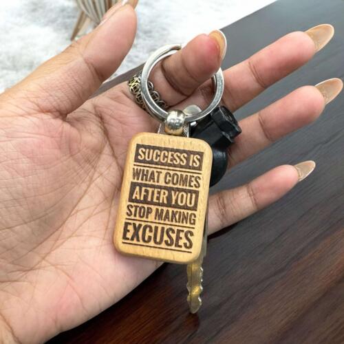 Wooden Keychain with Engrave and Motivational Quote Thumbnail