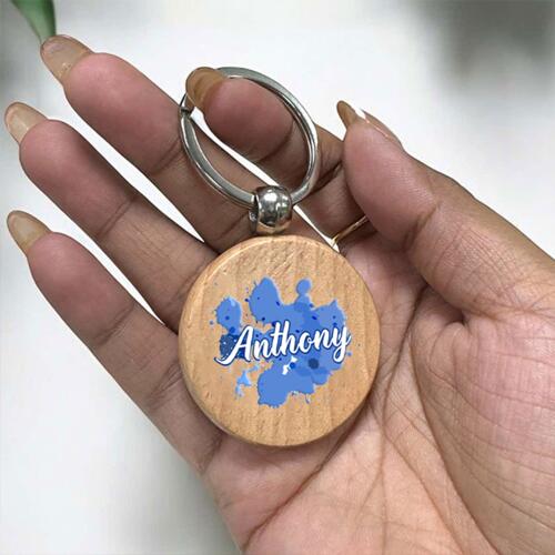 Wooden Round Keychain with UV Print Thumbnail