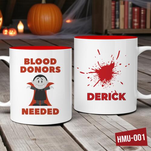Blood Donors Needed, Inner Color Mug with Personalized Name, Halloween Mug Design - HMU-001 Thumbnail