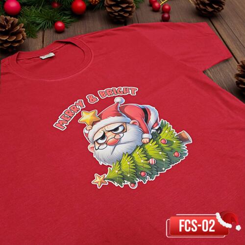 MERRY & BRIGHT, Funny Santa Claus Christmas Shirt - FCS-02 Thumbnail