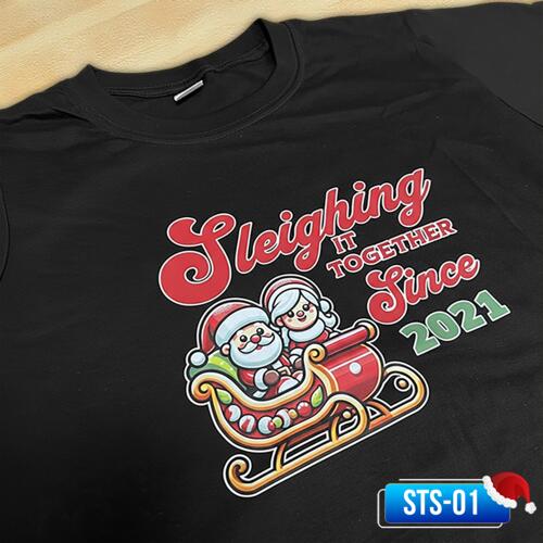 Sleighing it Together Since Year, Couple Design with Personalized Year for Christmas Shirt - STS-01 Thumbnail