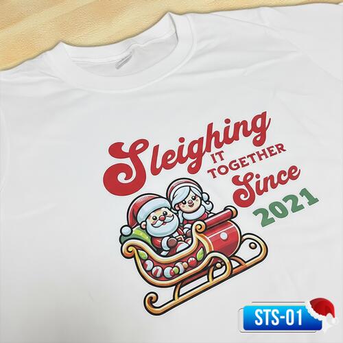 Sleighing it Together Since Year, Couple Design with Personalized Year for Christmas Shirt - STS-01 Thumbnail