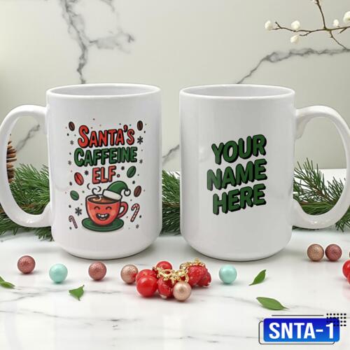 Santa's Caffeine Elf, 15oz Mug for Christmas - SNTA-1 Thumbnail