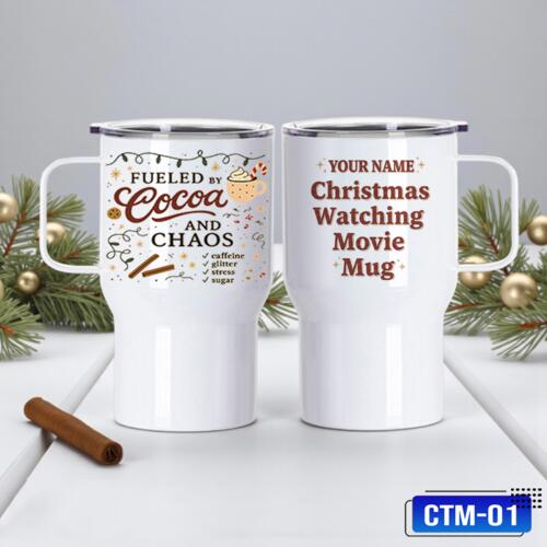 Fueled by Cocoa and Chaos, Christmas Mug Wrap with Personalized Name - CTM-01 Thumbnail