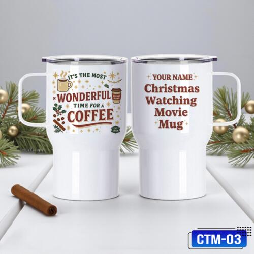 It's the most WONDERFUL time for a COFFEE, Christmas Mug Wrap with Personalized Name - CTM-03 Thumbnail